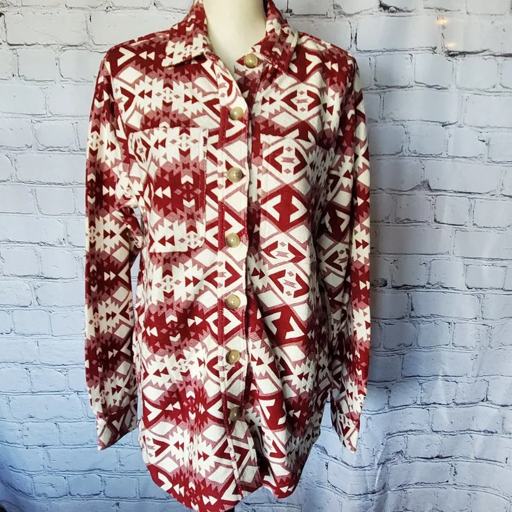 Ariat Fillmore Shirt Jacket, Southwestern/Aztec Print, Button Front, Relaxed - Picture 1 of 5